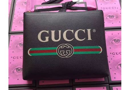 GUCCI 500981 logo pouch bag Clutch bag Leather Black